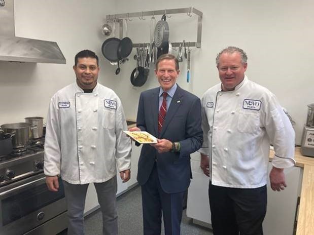 U.S. Senator Richard Blumenthal (D-CT) visited Nuovo Pasta Productions in Stratford to tour their pasta production facility and learn more about the challenges facing local businesses. 